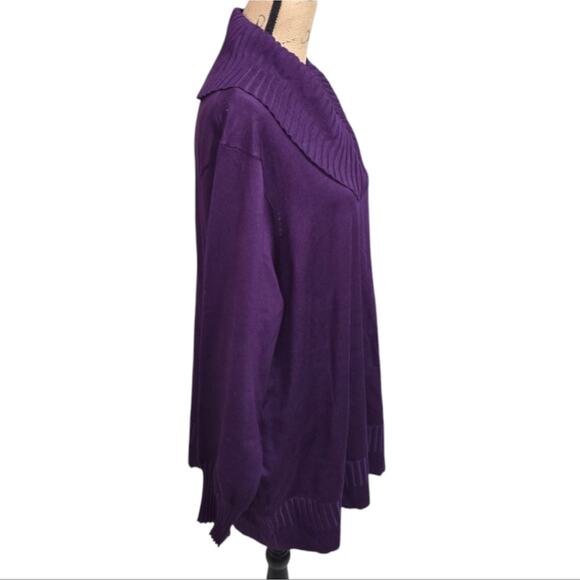 Cable & Gauge Purple Cowl Neck Women's Tunic Length Sweater Plus Size 3X New - Picture 3 of 6